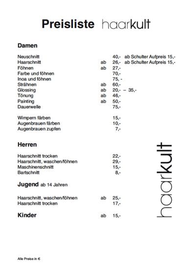 Preisliste 2024